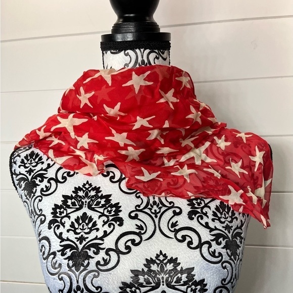 Larioseta Como Barbieri Italy Womens Red & White Starfish Nautical Silk Scarf - Picture 2 of 11